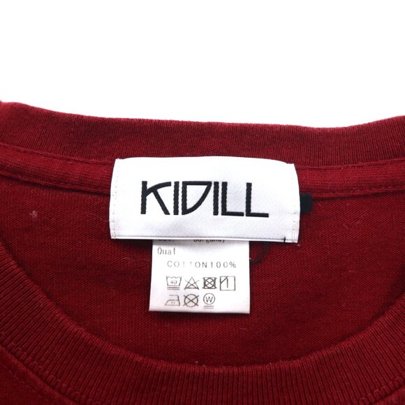 KIDILL Punk Cross Print T-Shirt -  Burgundy Cotton - Picture 6 of 11